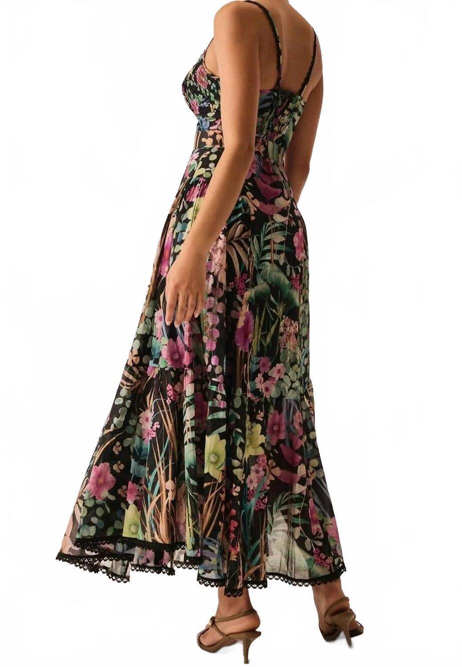 NEW CHARO RUIZ cael long dress in black lagoon - Picture 3 of 6